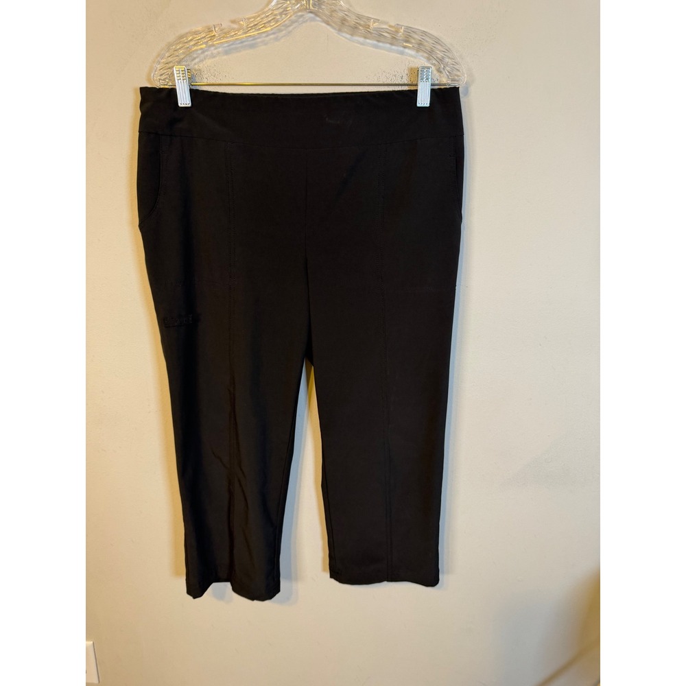Weekends by Chico's Womens Crop Pants Stretch Pull On Black Size 1.5